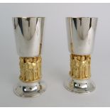 A LIMITED EDITION SILVER AND SILVER GILT GOBLET 840/900 by Hector Miller for Aurum London 1979, of