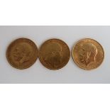 THREE GOLD HALF SOVEREIGNS 1908,1911 & 1914 (3) Condition Report: Available upon request