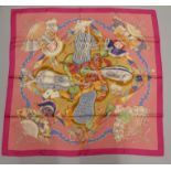 AN ORIGINAL AU CLAIR DE LA LUNE HERMES SCARF designed by Sandra Laroche, in original box, 90 x