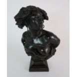 AFTER JEAN-BAPTISTE CARPEAUX (FRENCH 1827-1875) - POUR QUOINAITRE ESCLAVE a bronze bust of a