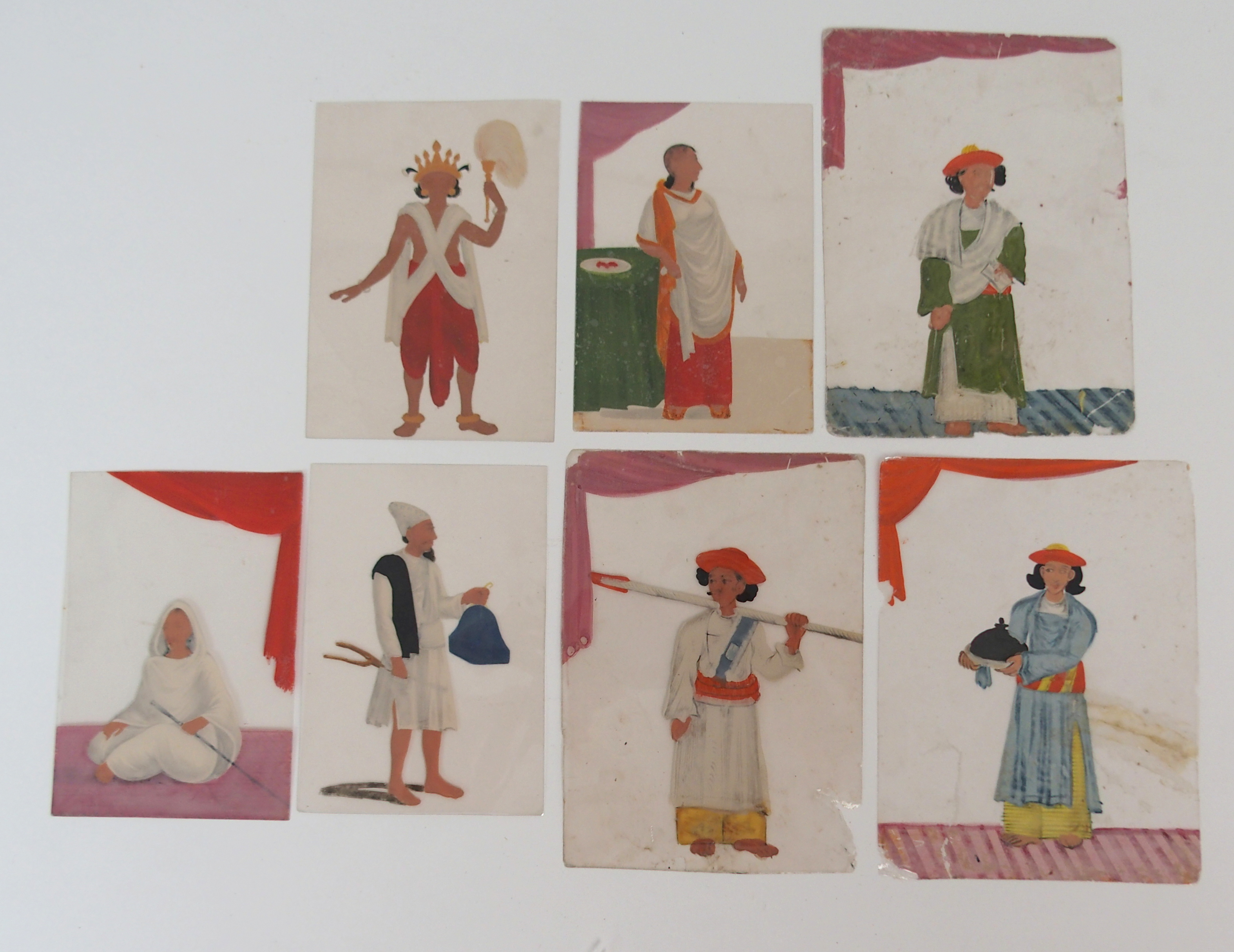 *WITHDRAWN* THIRTEEN INDIAN MICA PORTRAIT PAINTINGS Various Hindu figures including; musician - Image 7 of 11