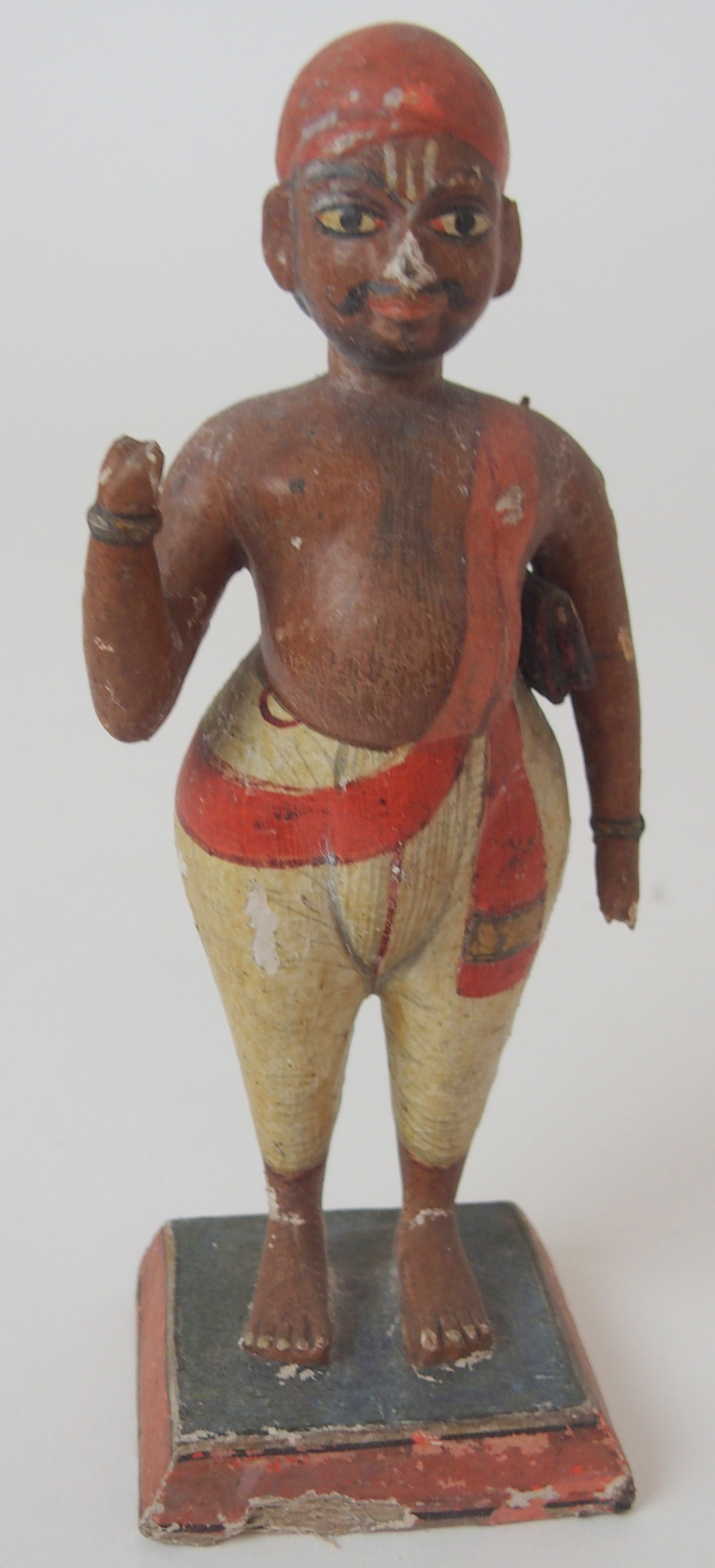 TEN INDIAN PAINTED WOOD FIGURES each native figure standing and wearing traditional dress, mounted - Image 12 of 13