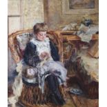 BELLE BANNISTER (BRITISH 19TH/20TH CENTURY) THE CARES OF MY FAMILY Oil on canvas, signed and signed,