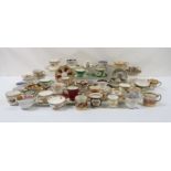 A COLLECTION OF ANTIQUE CUPS AND SAUCERS mainly floral decorated including Grainger, Royal