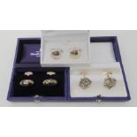 TWO PAIRS OF SILVER HAMILTON & INCHES CUFFLINKS ETC a pair of hexagonal shape set with granite, a