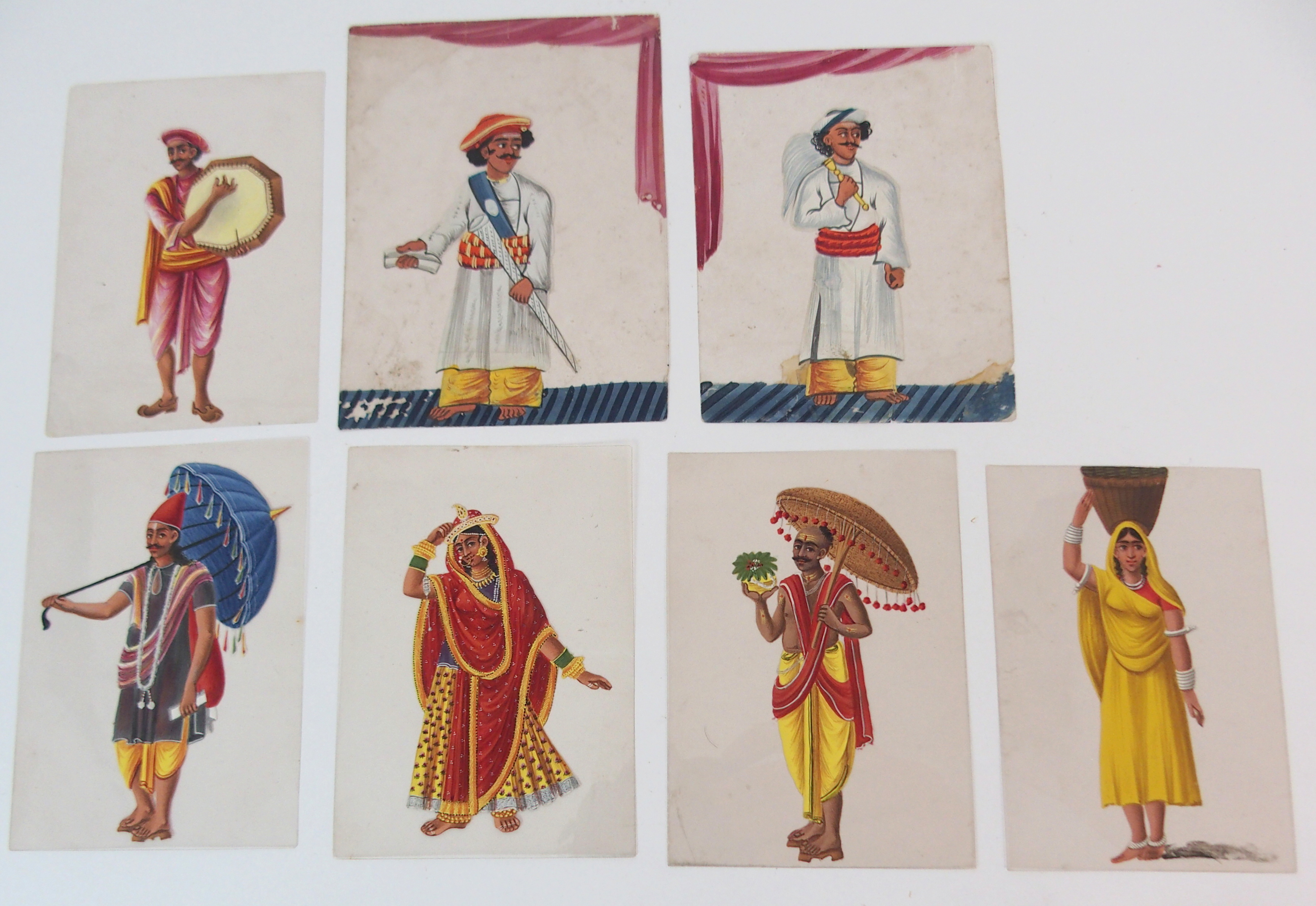 *WITHDRAWN* THIRTEEN INDIAN MICA PORTRAIT PAINTINGS Various Hindu figures including; musician - Image 2 of 11