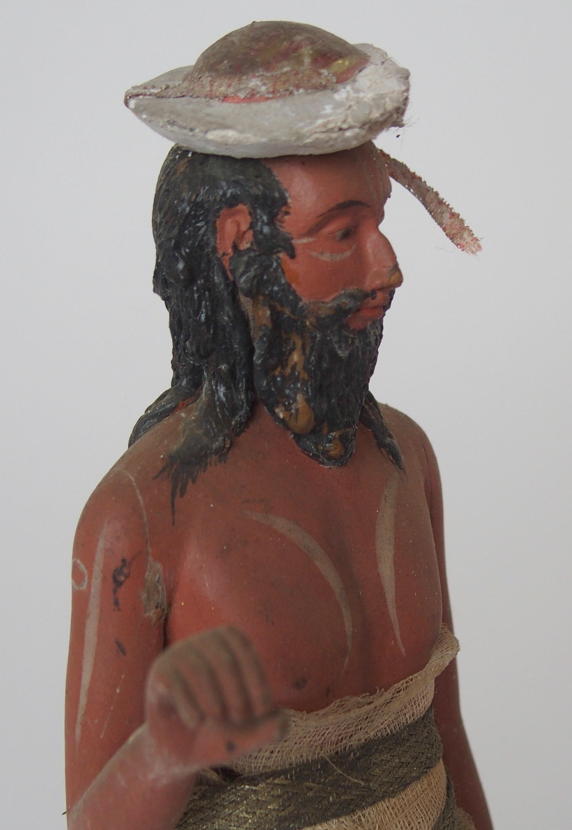 TEN INDIAN PAINTED WOOD FIGURES each native figure standing and wearing traditional dress, mounted - Image 6 of 13