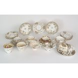 A COLLECTION OF 19TH CENTURY ENGLISH TEA AND COFFEE WARES the white ground with either grey and gilt