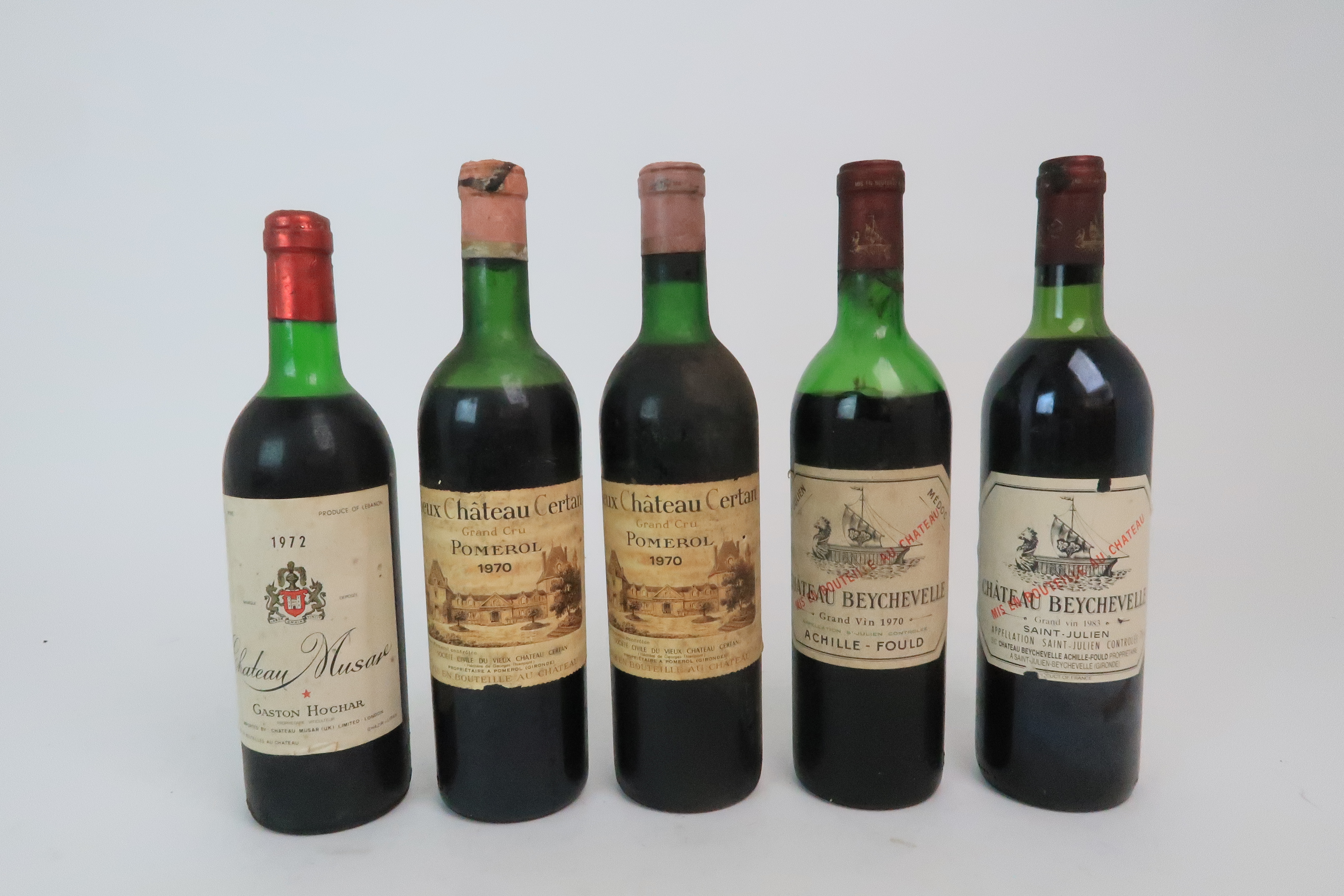 TWO BOTTLE OF CHATEAU BEYCHEVELLE MEDOC, 1970 & 1983 a bottle of Chateau Musar, 1972, 73cl and two