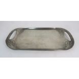 LIBERTY & CO ARCHIBALD KNOX DESIGN PEWTER OBLONG TRAY with stylised leaf and berry decoration,