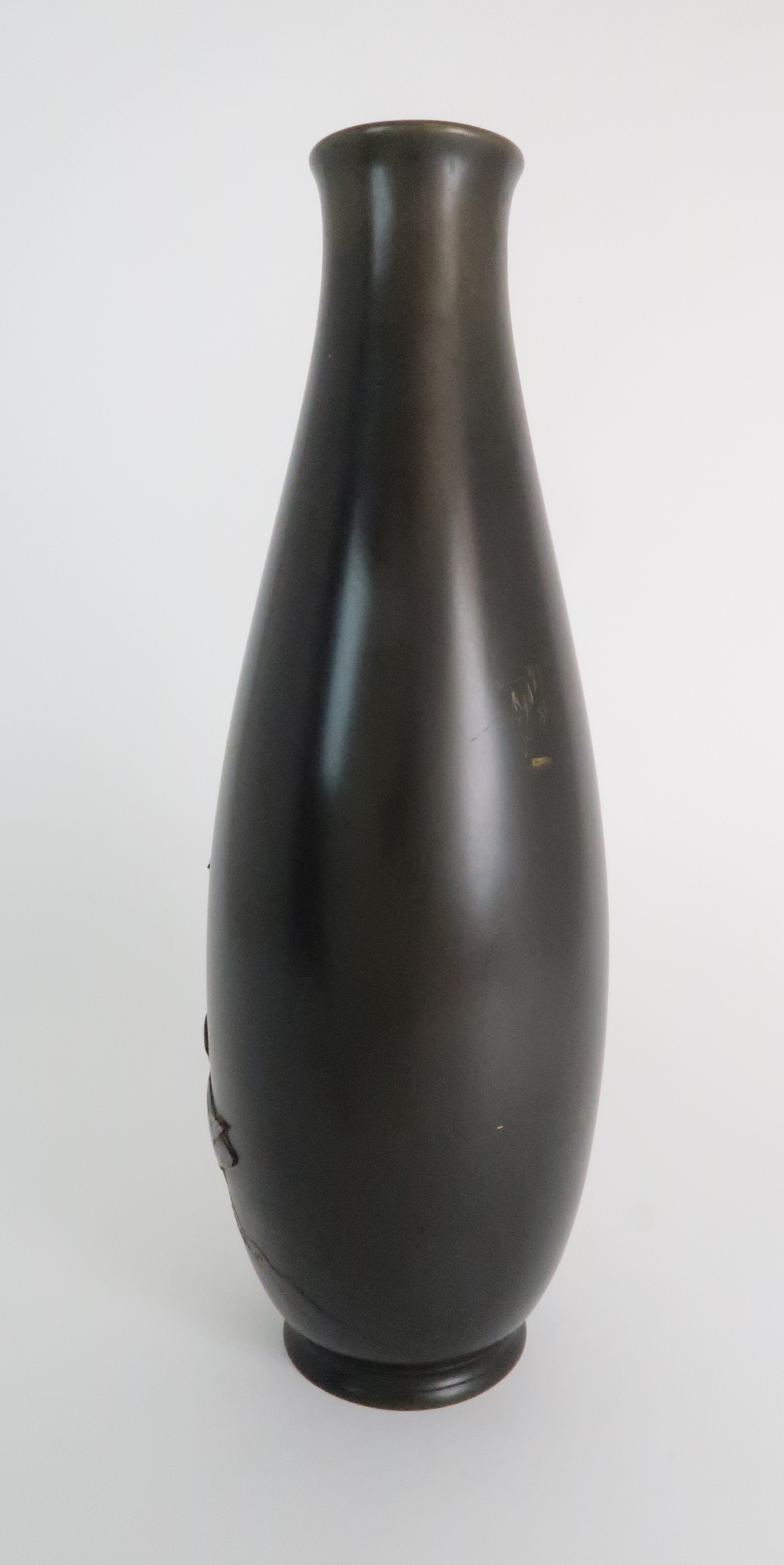 A JAPANESE BRONZE BALUSTER VASE cast with two geese beside foliage, signed, 39cm high Condition - Image 2 of 9