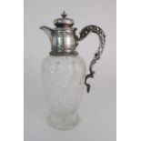 A LATE VICTORIAN SILVER MOUNTED CLARET JUG by Atkin Brothers, Sheffield 1900 the hinged cover with