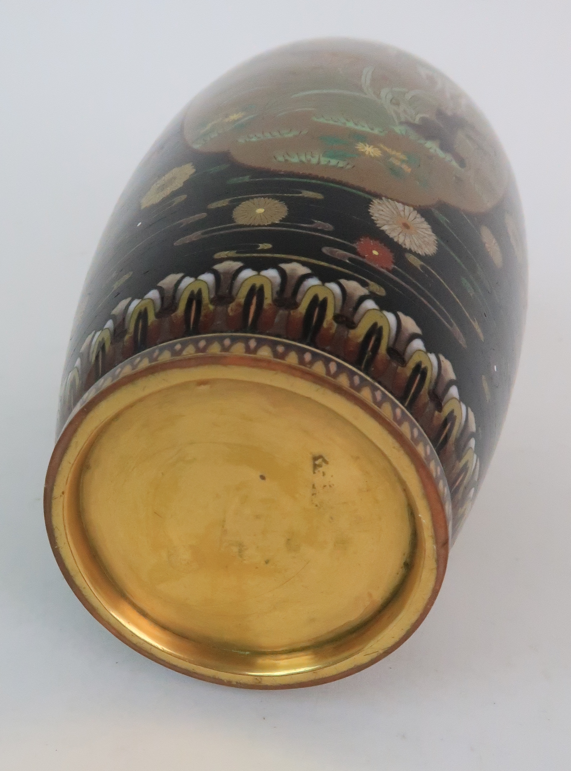 A JAPANESE CLOISONNE BALUSTER VASE finely decorated with panels of birds, butterflies, plants and - Image 13 of 15