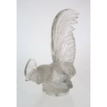 RENÉ LALIQUE (1860-1945) 'COQ NAIN' COCKEREL CAR MASCOT in clear and slightly frosted glass with