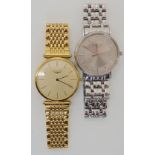 TWO LONGINES WATCHES a slim gold tone La Grande Classique de longines 28970852, diameter 3.2cm,