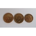 TWO GOLD FULL SOVEREIGNS 1912 & 1918 with a gold half sovereign 1898 (3) Condition Report: Available