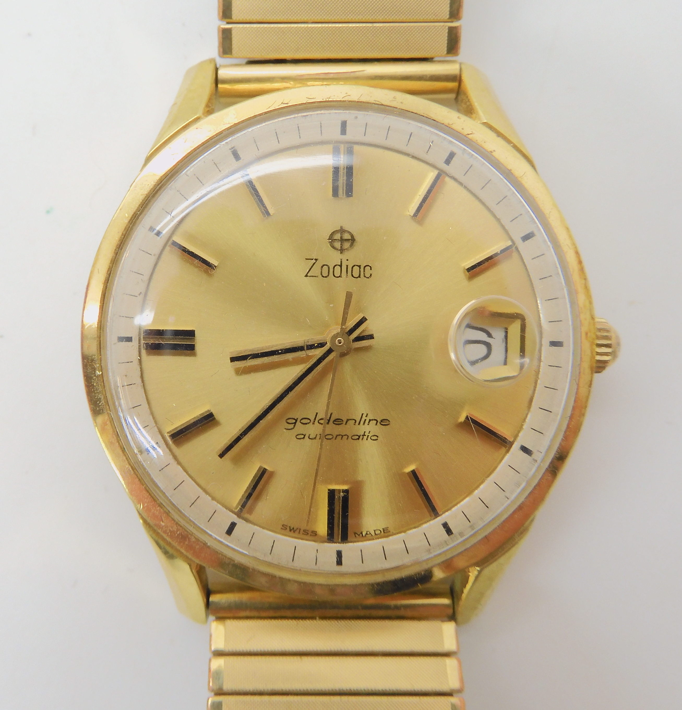 A GOLD PLATED ZODIAC WATCH AND A TISSOT AUTOMATIC the Zodiac goldenline automatic with brushed - Bild 3 aus 4