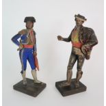 JOSE CUBERO, MALAGA - A PAIR OF MID 19TH CENTURY COLD PAINTED TERRACOTTA FIGURES one a matador,