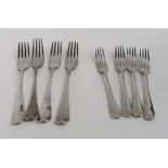A PAIR OF SILVER DINNER FORKS BY G.A. CHAWNER & CO (George William Adams) London, 1864 with two