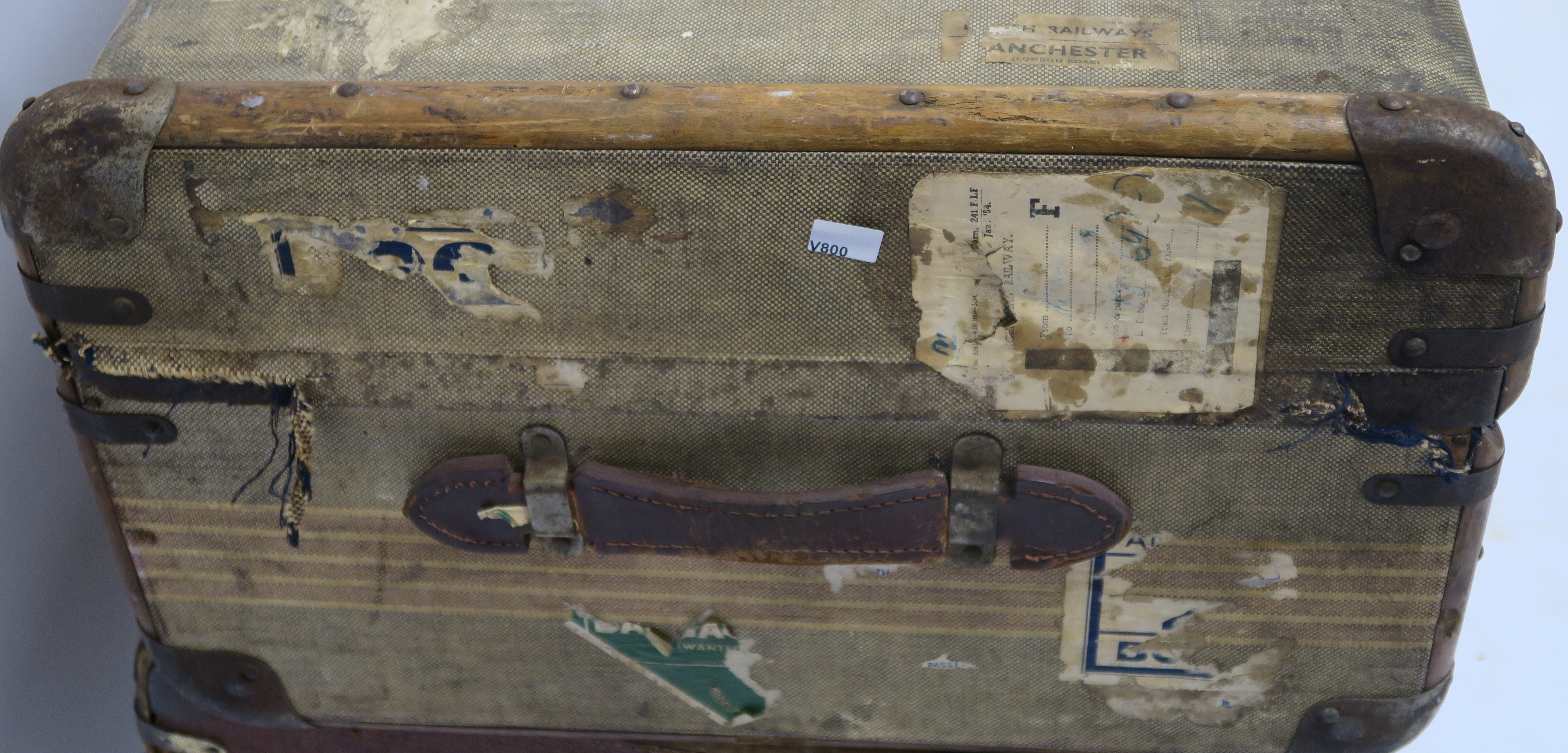 TWO WOOD BOUND CABIN TRUNKS early 20th century Condition Report: Available upon request - Image 3 of 3