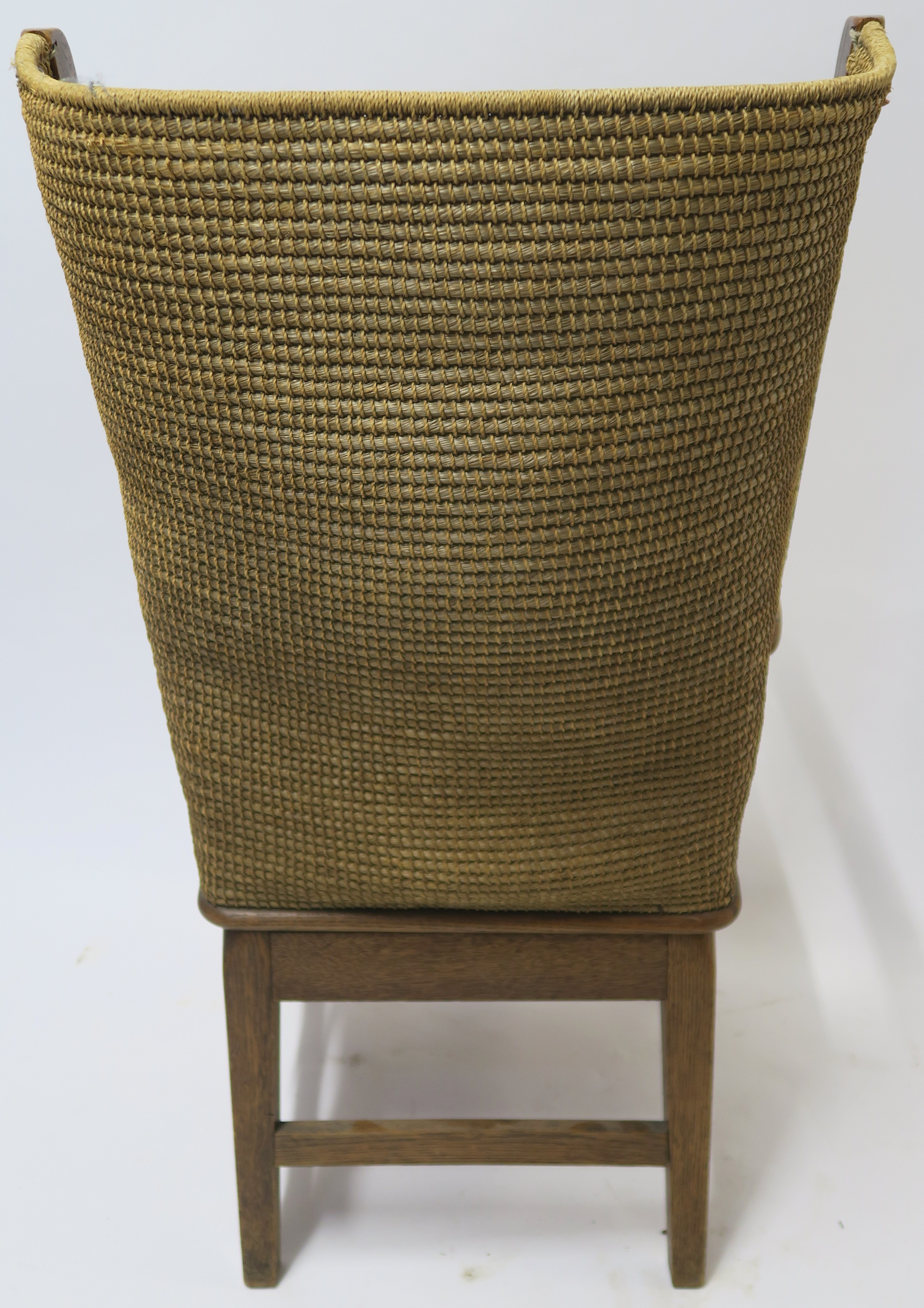 AN ORKNEY OAK AND RUSH ARMCHAIR of standard form, 107cm high, 58cm wide and 55cm deep Condition - Image 7 of 8