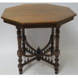 A VICTORIAN WALNUT OCTAGONAL WINDOW TABLE, 70cm high, 76cm wide and 76cm deep Condition Report: