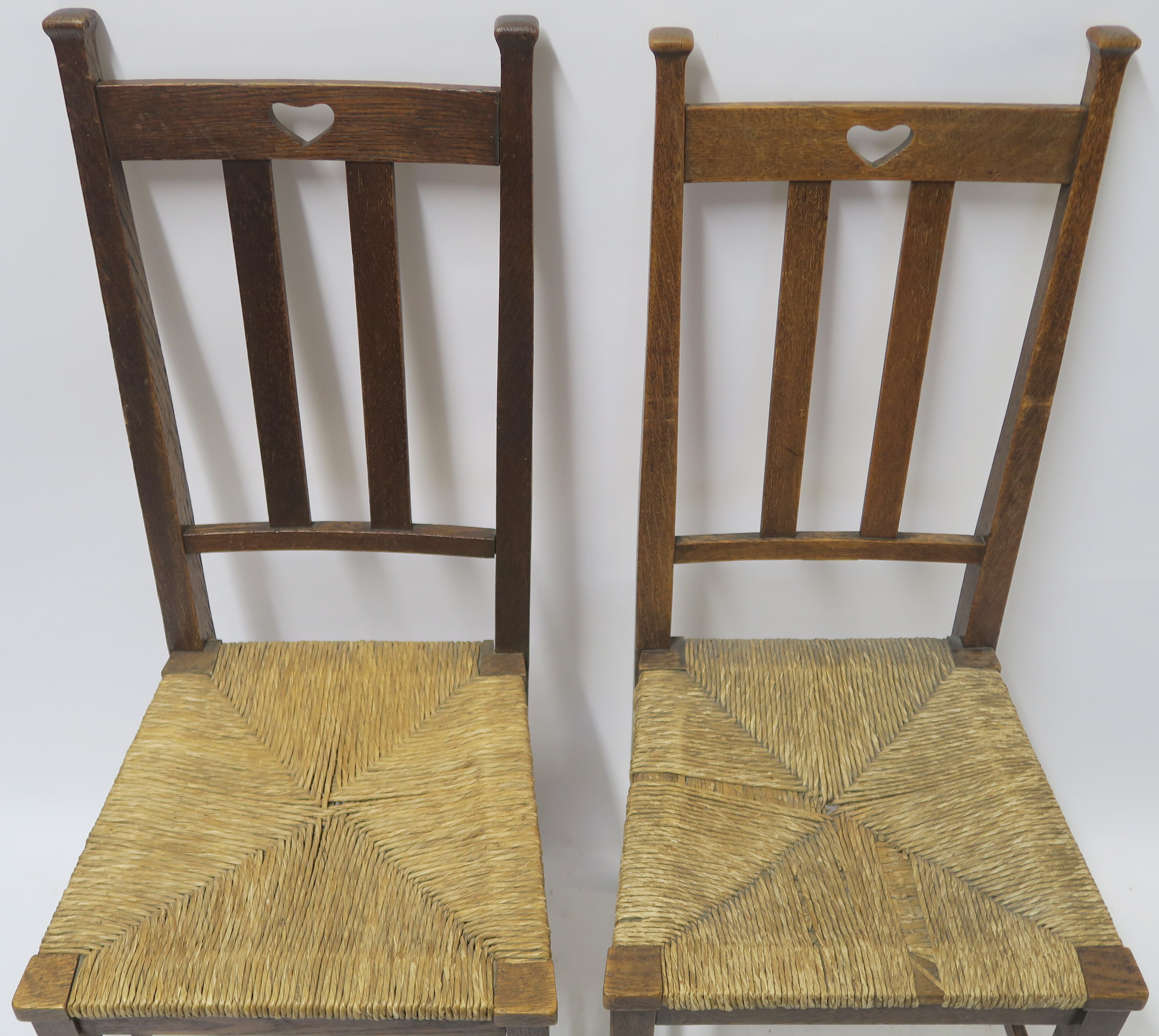 A SET OF SIX ARTS AND CRAFTS DINING CHAIRS WITH RUSH SEATS 103cm and 100cm high and two other chairs - Image 4 of 22