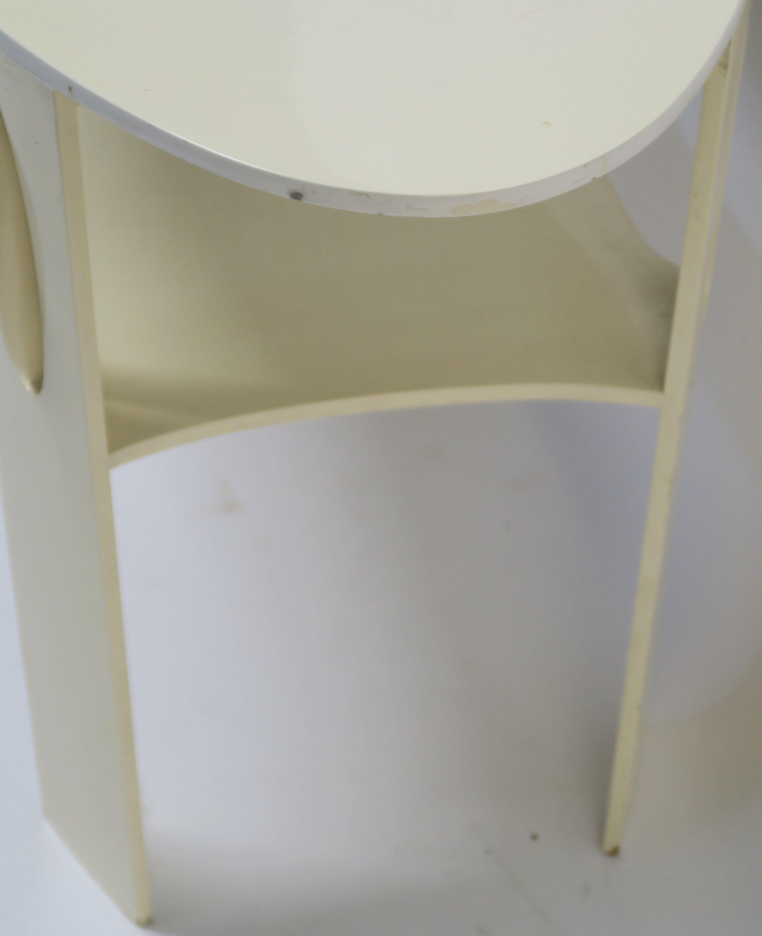 AN OVAL WHITE LACQUERED OCCASSIONAL TABLE after Charles Rennie Mackintosh, 61cm high, 93cm wide - Image 4 of 6