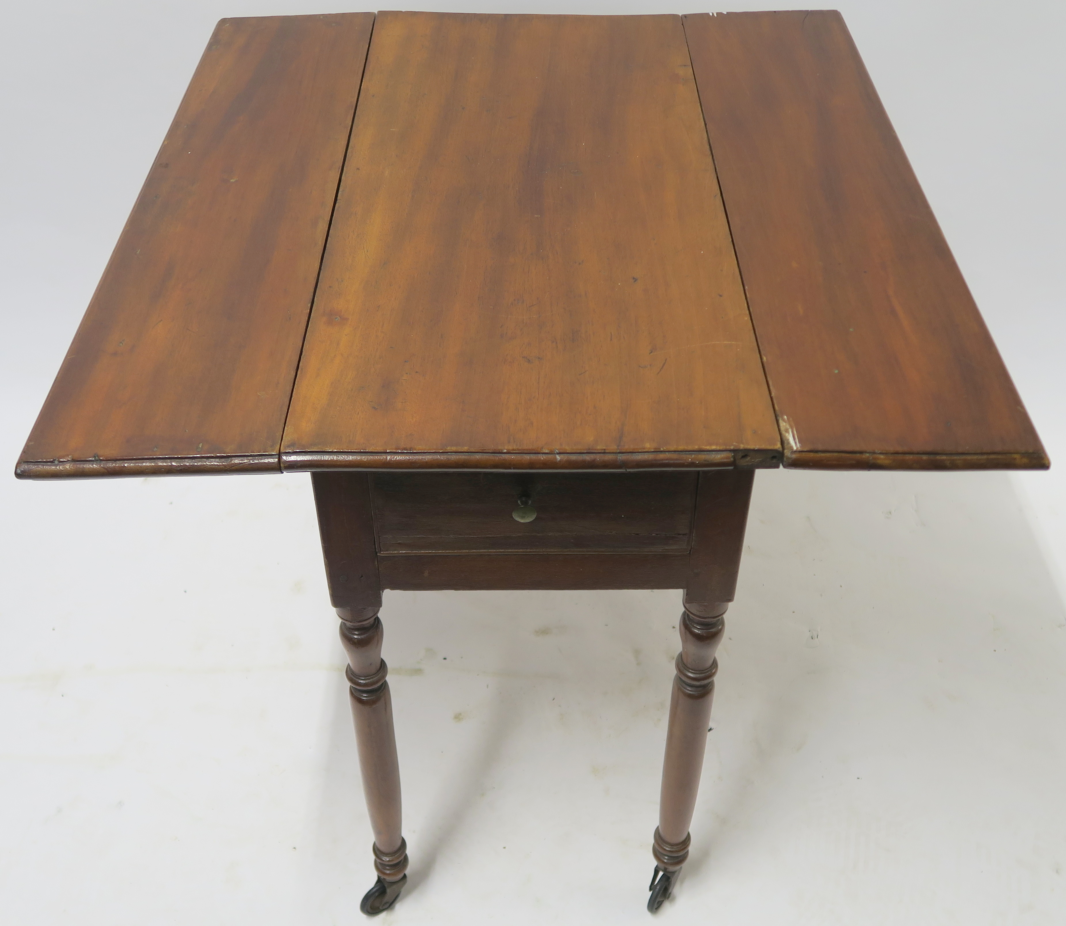 AN INLAID MAHOGANY SIDE TABLE, 68cm high, 59cm wide and 41cm deep, a mahogany pembroke table with - Image 3 of 4