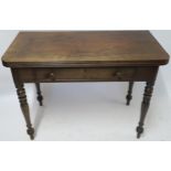 A VICTORIAN MAHOGANY FOLD OVER TEA TABLE 75cm high, 102cm wide and 50cm deep Condition Report: