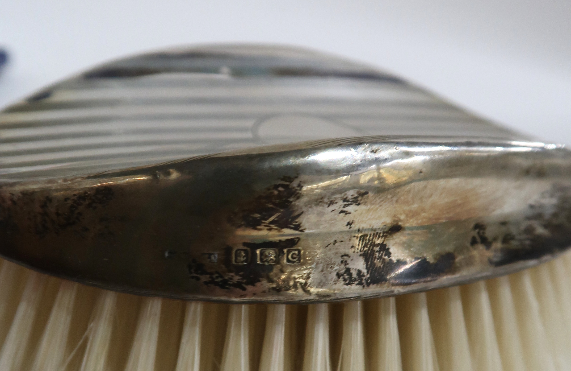 A SILVER BACK BRUSH and two commemorative coins. *Please note the medal has now been removed - Image 2 of 6