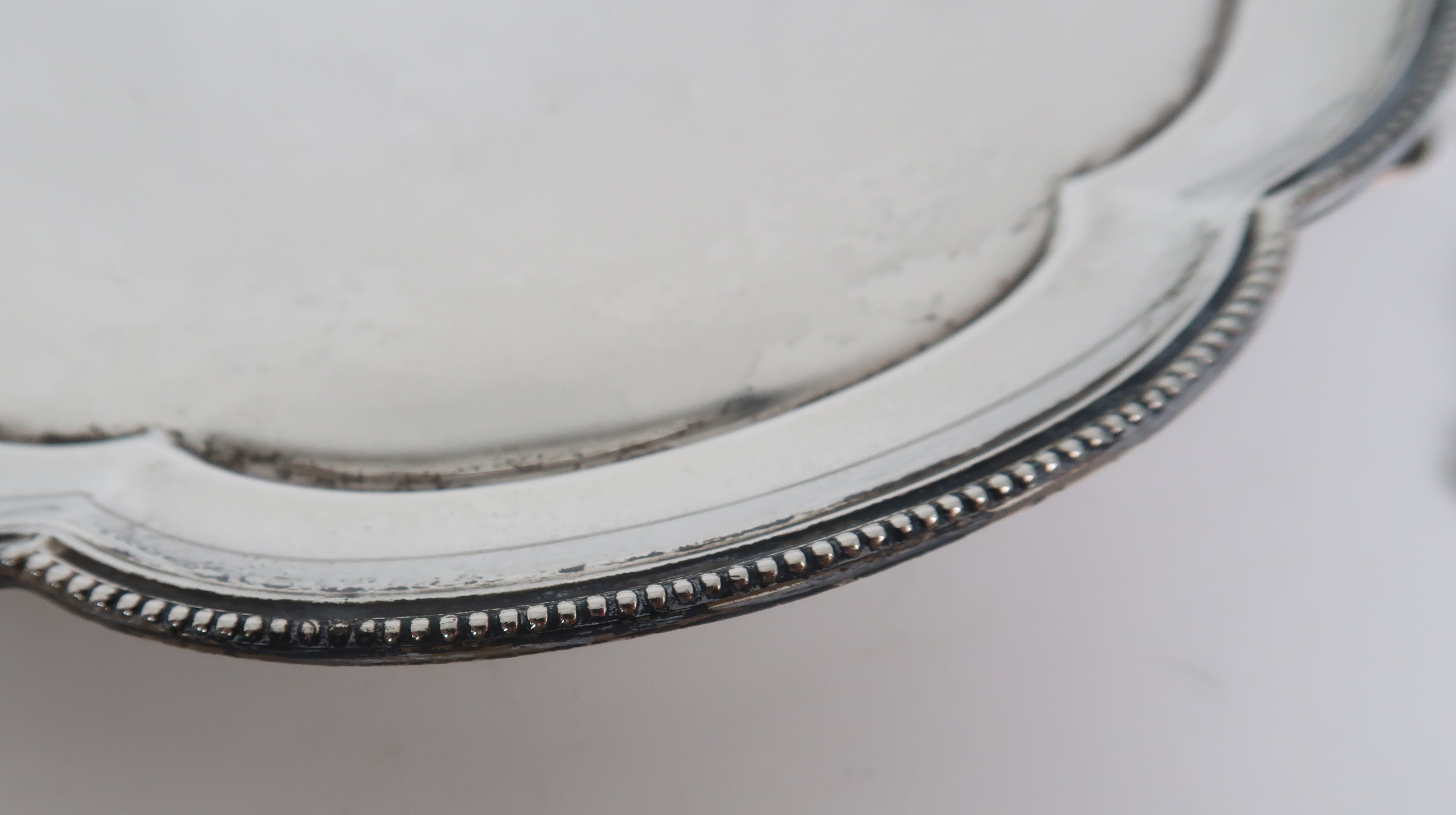 A SILVER CARD TRAY BY STOWER & WRAGG LTD Sheffield, 1935 of scalloped circular form with beaded - Image 6 of 6