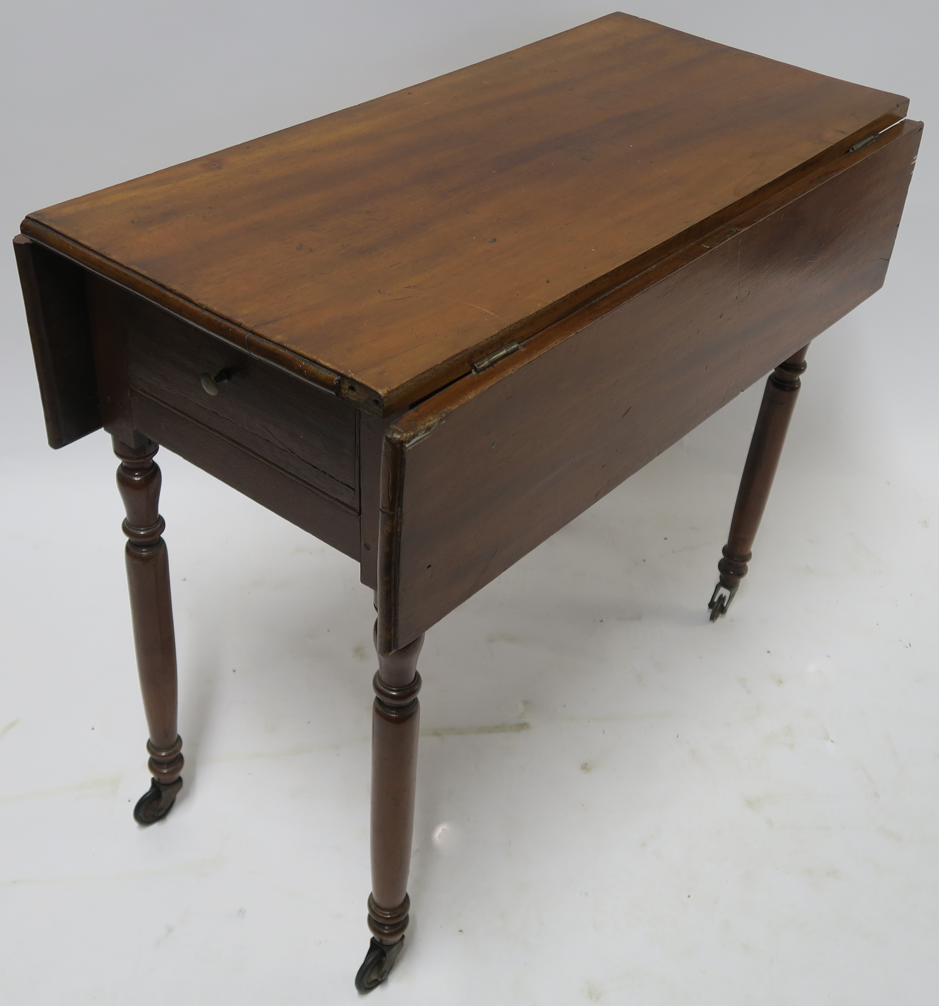 AN INLAID MAHOGANY SIDE TABLE, 68cm high, 59cm wide and 41cm deep, a mahogany pembroke table with - Image 2 of 4