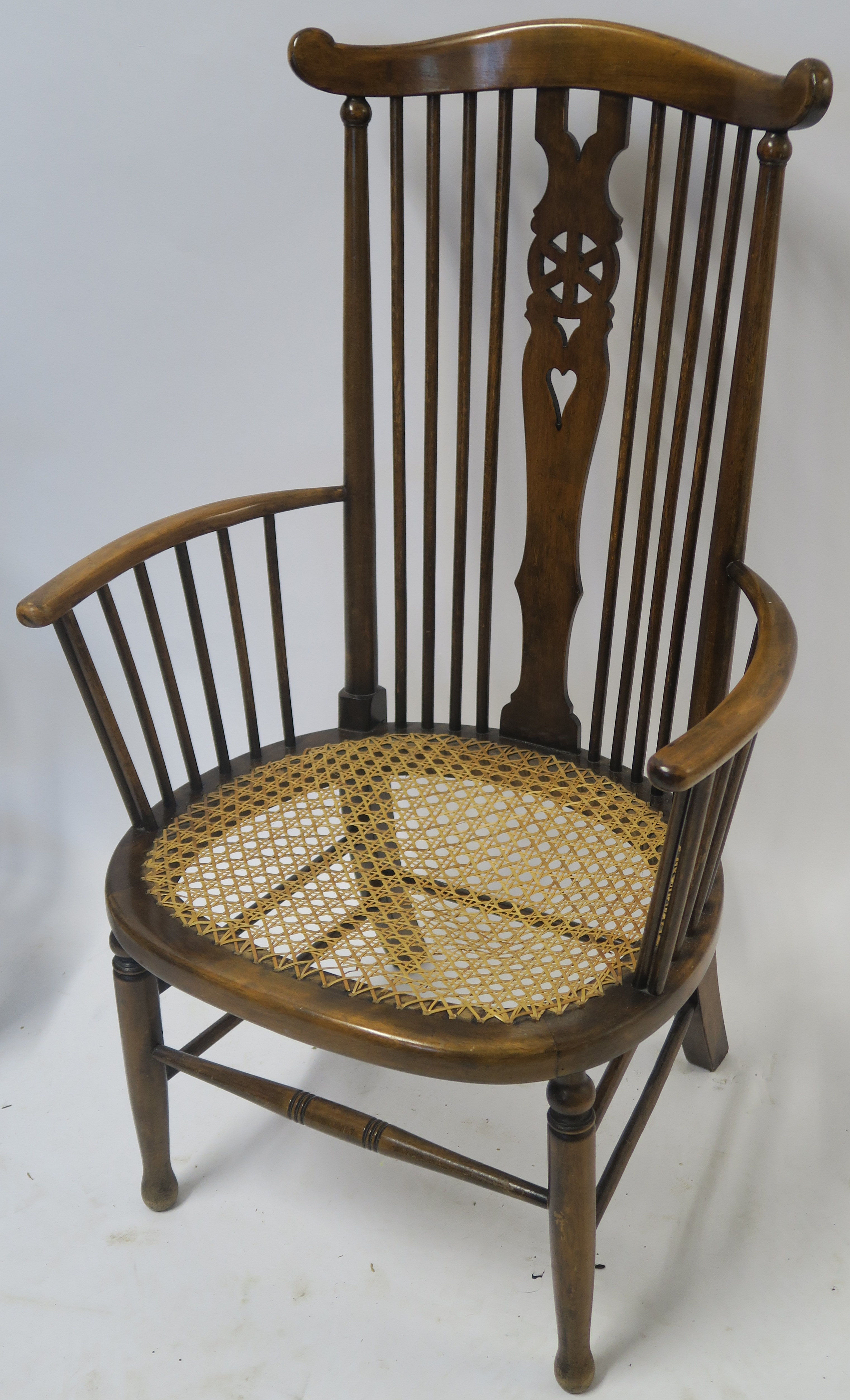 TWO FRUITWOOD WINDSOR ARMCHAIRS with cane seats 94cm and 81cm high (2) Condition Report: Available - Image 3 of 3