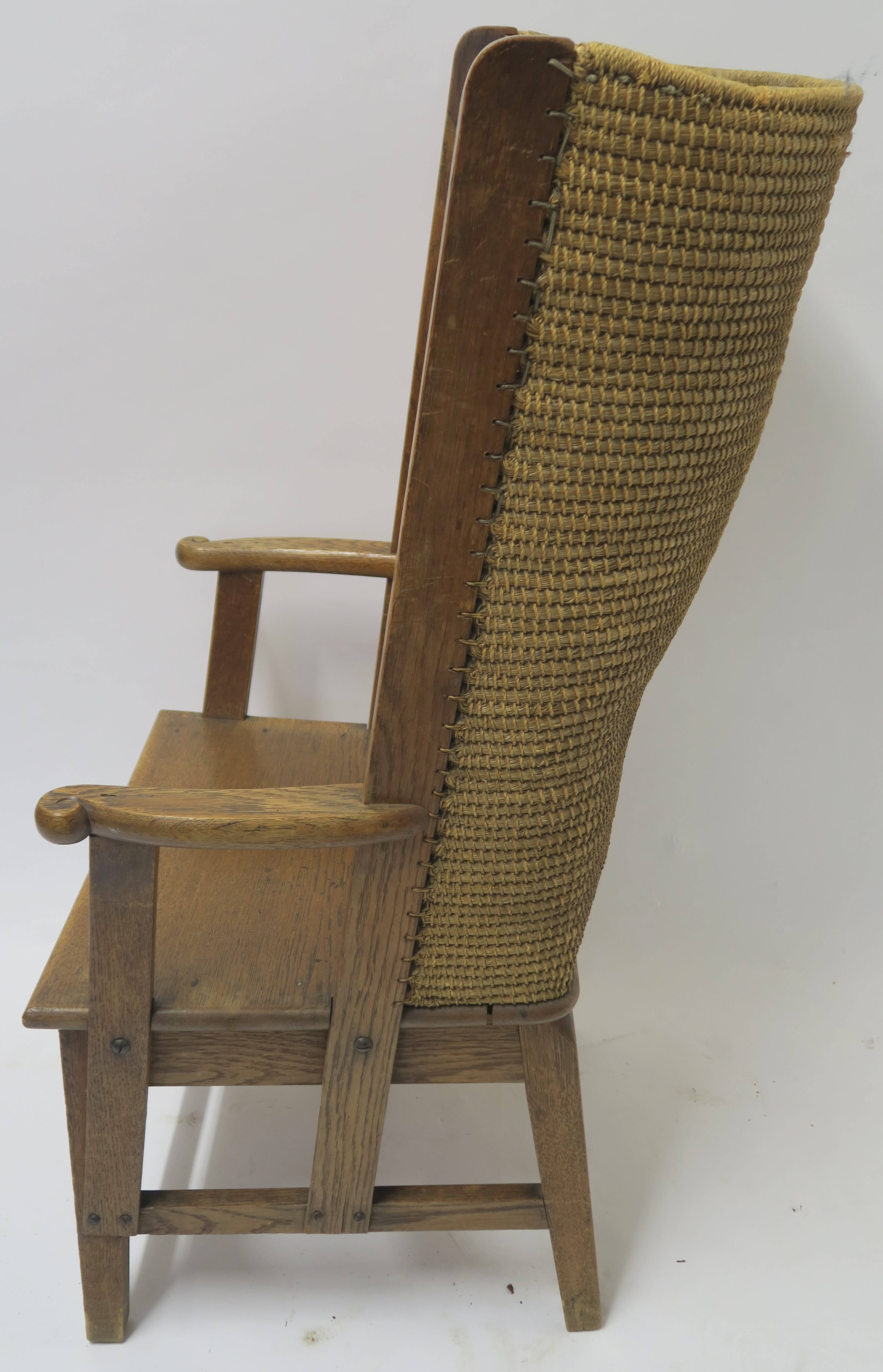 AN ORKNEY OAK AND RUSH ARMCHAIR of standard form, 107cm high, 58cm wide and 55cm deep Condition - Image 3 of 8