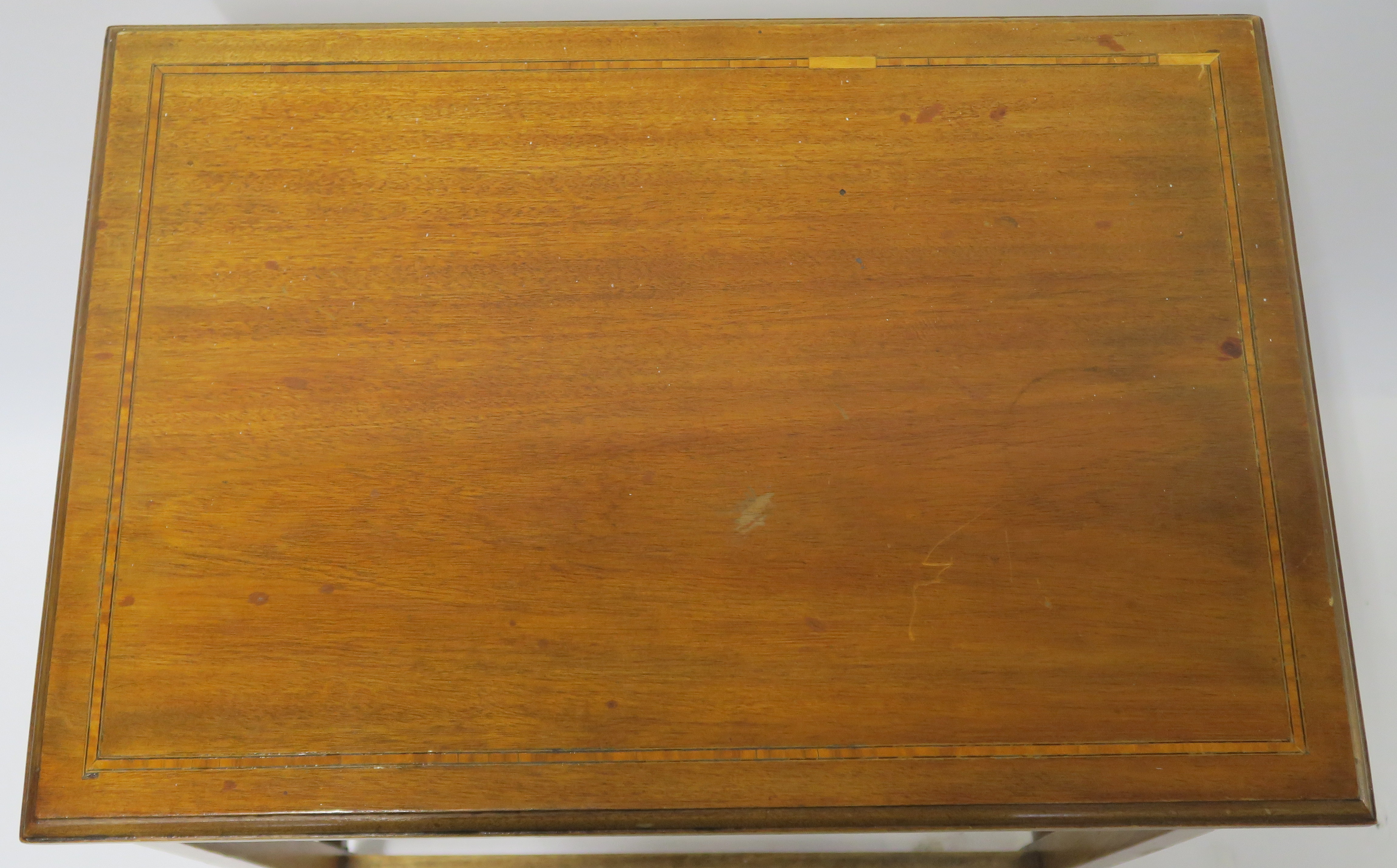 AN INLAID MAHOGANY SIDE TABLE, 68cm high, 59cm wide and 41cm deep, a mahogany pembroke table with - Image 4 of 4