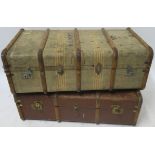 TWO WOOD BOUND CABIN TRUNKS early 20th century Condition Report: Available upon request