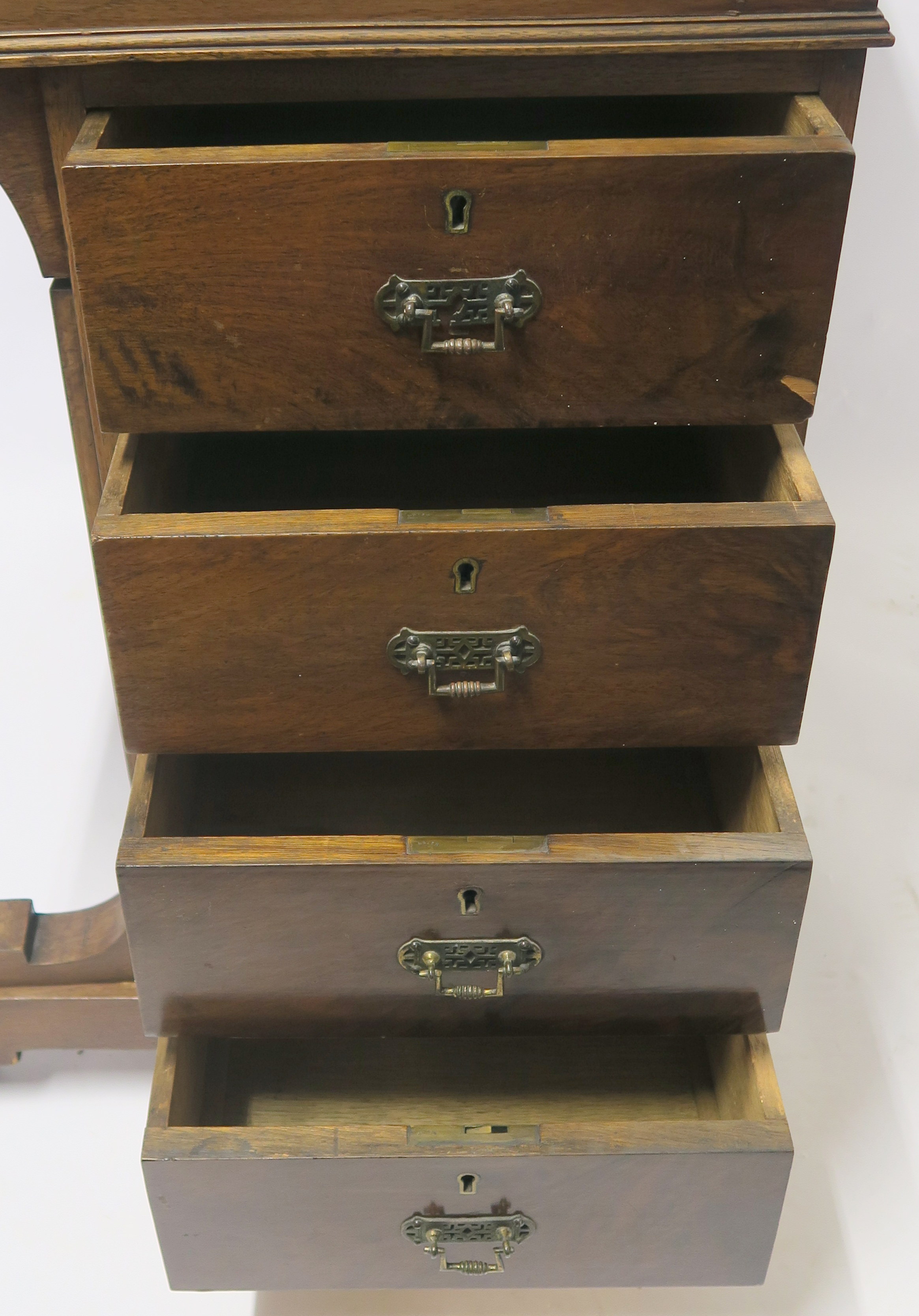 A VICTORIAN INLAID WALNUT DAVENPORT of standard design with four drawers 95cm high, 75cm wide and - Image 9 of 9