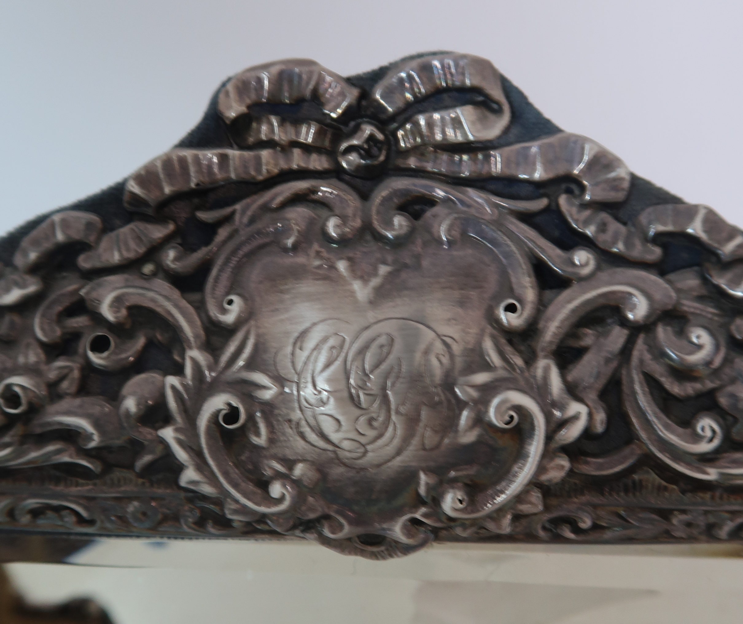 A LATE VICTORIAN SILVER-MOUNTED EASEL MIRROR with cartouche, monogrammed, CGB, Birmingham, 1900, - Image 4 of 5