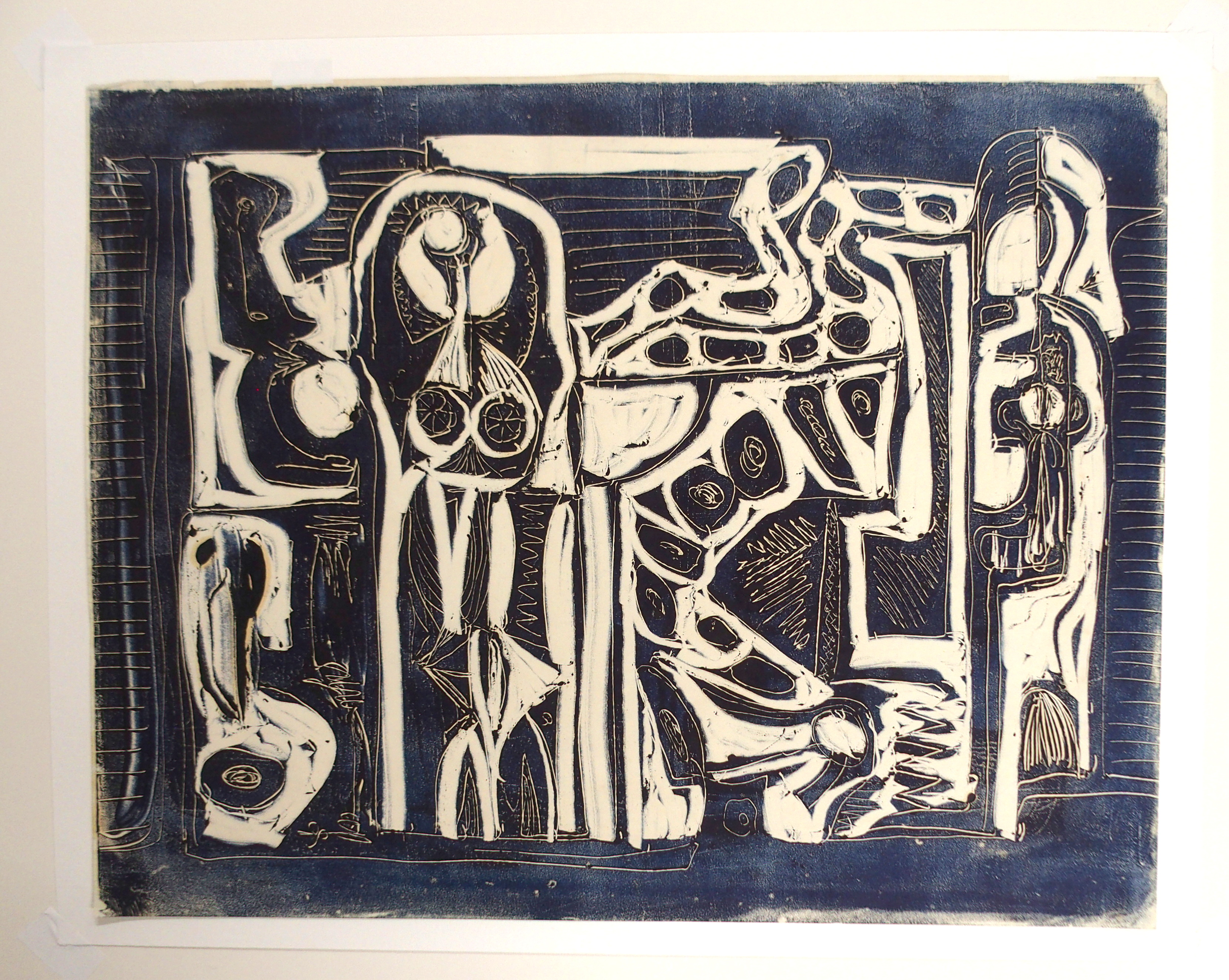 •CHARLES PULSFORD ARSA (SCOTTISH 1912-1989) UNTITLED ABSTRACT Monotype, unframed, 40 x 51cm