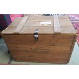 An early 20th Century pine crate stamped "From The Pantechinicon, Belgrave Square, London SW" and