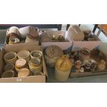 Five boxes of assorted stoneware jars, flagons etc Condition Report: Available upon request