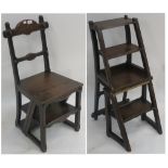 A Victorian oak metamorphic library chair/steps, 88cm high Condition Report: Available upon request