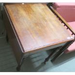 A mahogany drop leaf table with single drawer, 74cm high x 69cm wide x 50cm deep Condition Report: