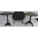 Three inlaid papier mache tables (3) Condition Report: Available upon request