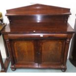 A Victorian mahogany chiffonier with single drawer over two doors with column supports, 127cm high x
