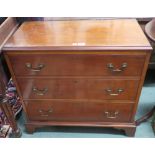 A mahogany three drawer chest on bracket feet, 79cm high x 82cm wide x 41cm deep Condition Report: