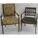 A Stuart Jones upholstered armchair and a reproduction mahogany armchair (2) Condition Report: