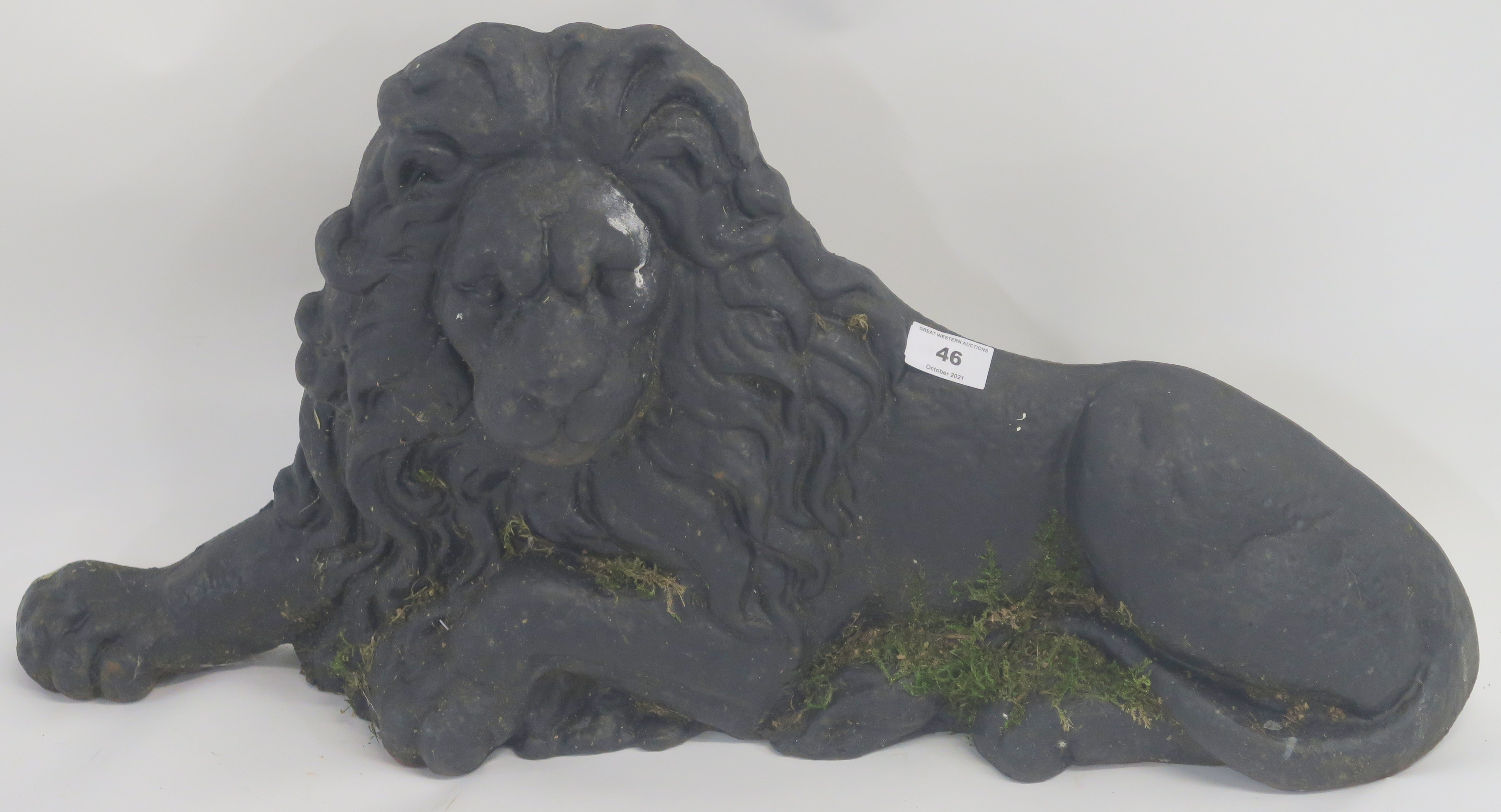 A cast iron door stop of a lion, 34cm high x 68cm wide Condition Report: