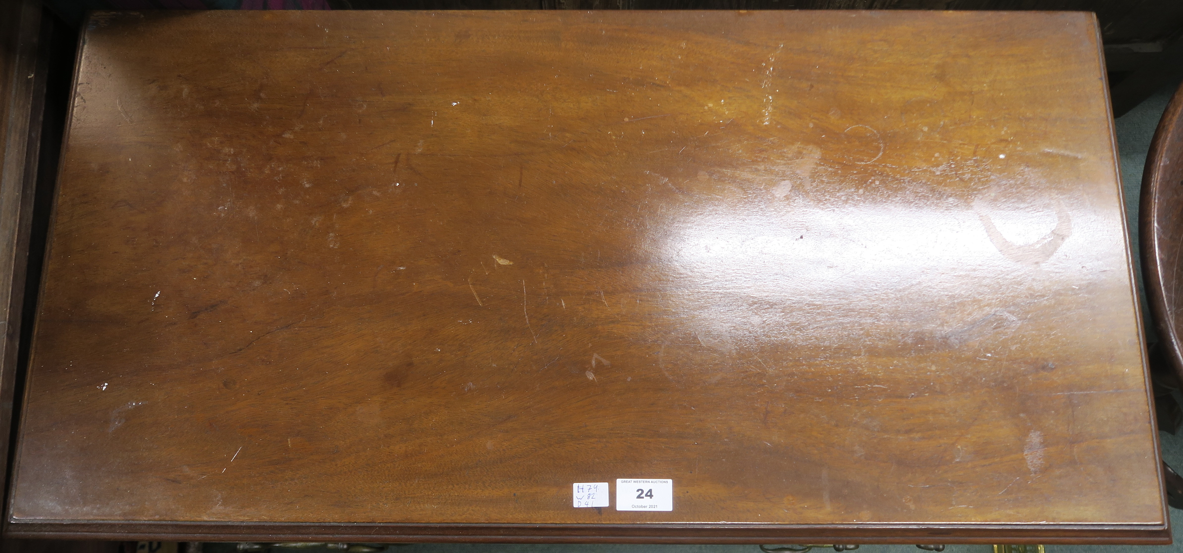 A mahogany three drawer chest on bracket feet, 79cm high x 82cm wide x 41cm deep Condition Report: - Image 2 of 4